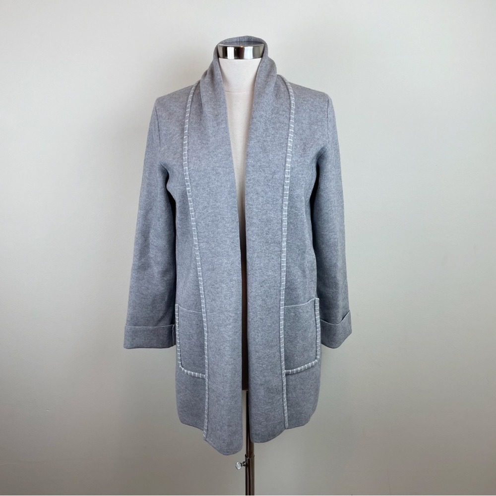 Magaschoni Gray Knit Sweater Jacket Women Size Large Designer
